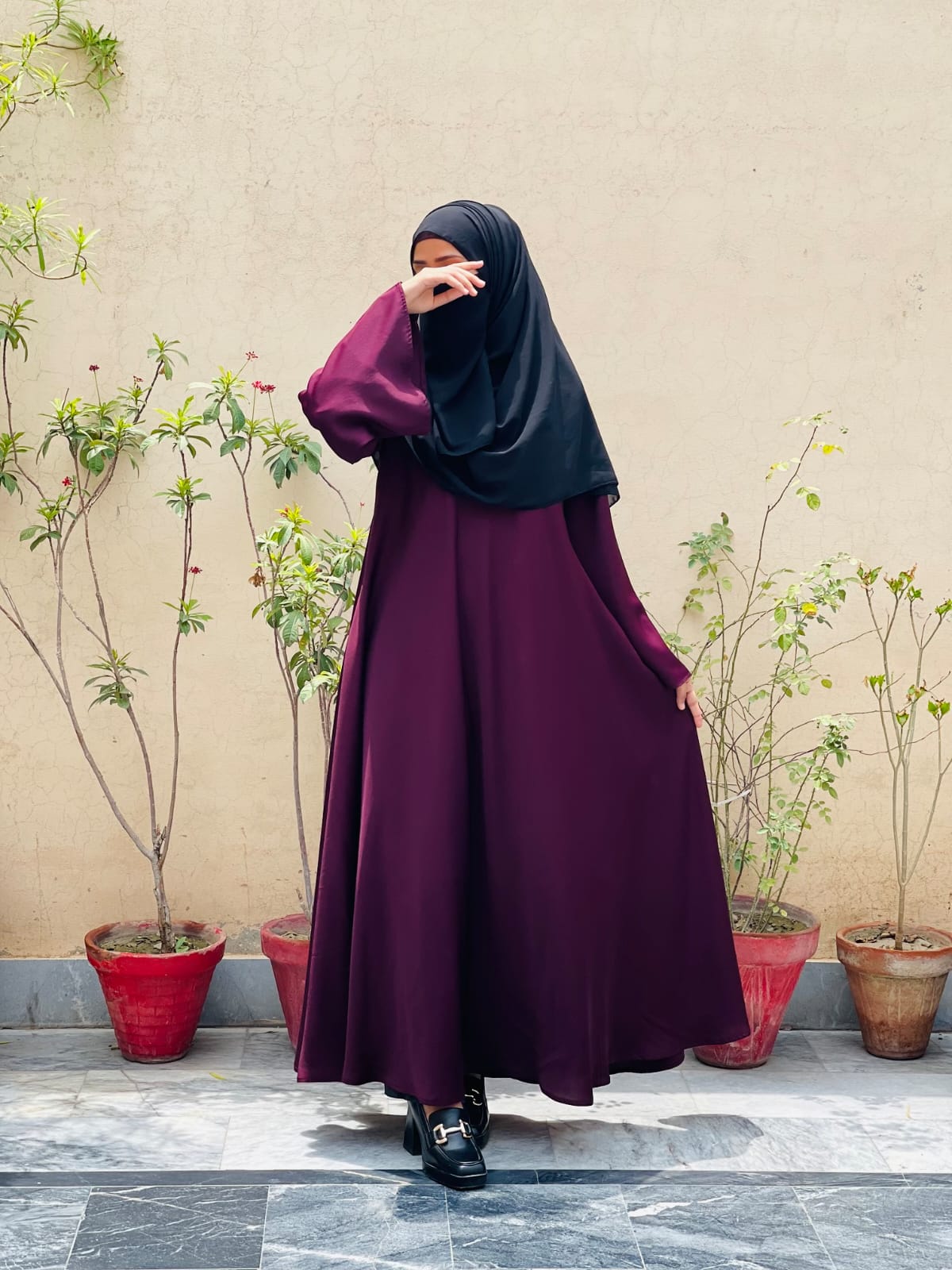 Plum Butterfly abaya